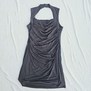 Spense Grey Stretch Ruched Sleeveless Square Neck Shift Dress size 12